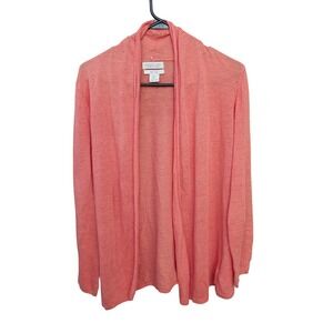 Rachel‎ Zoe Coral 100% Linen Open Front Shawl Cardigan M Coastal Lightweight